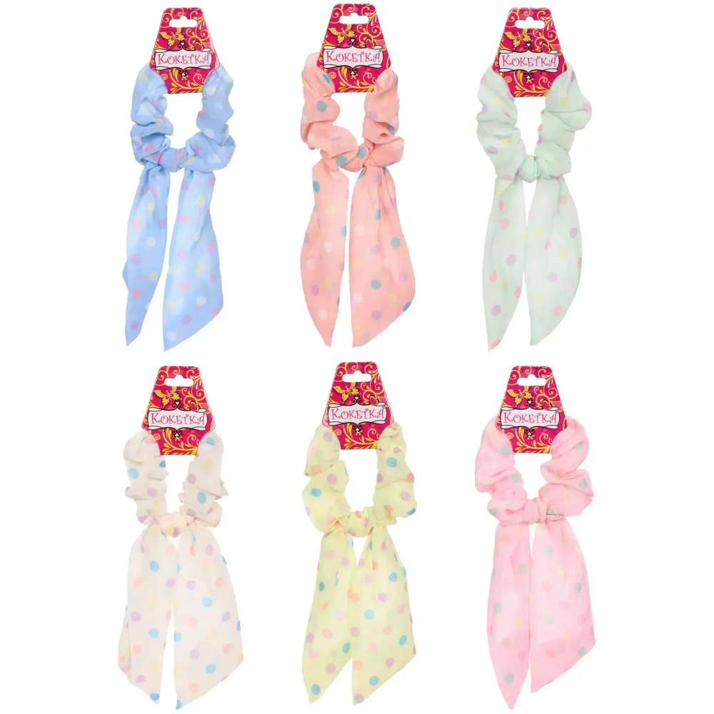 Резинка для волос «La Belle», горошек, микс 6 цветов, 8*13см (подвес Кокетка)