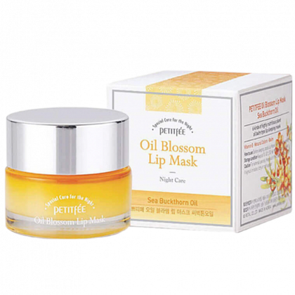 Petitfee Oil Blossom Lip Mask Sea Buckthorn Oil, 15ml - Ночная маска для губ с маслом облепихи