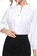 Блузка белая с воротником-стойка DStrend (Акция)