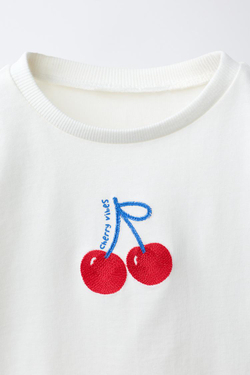 ZARA ФУТБОЛКА С ВЫШИВКОЙ, БЕЛЫЙ