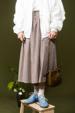 Юбка из хлопка, коричневая клетка