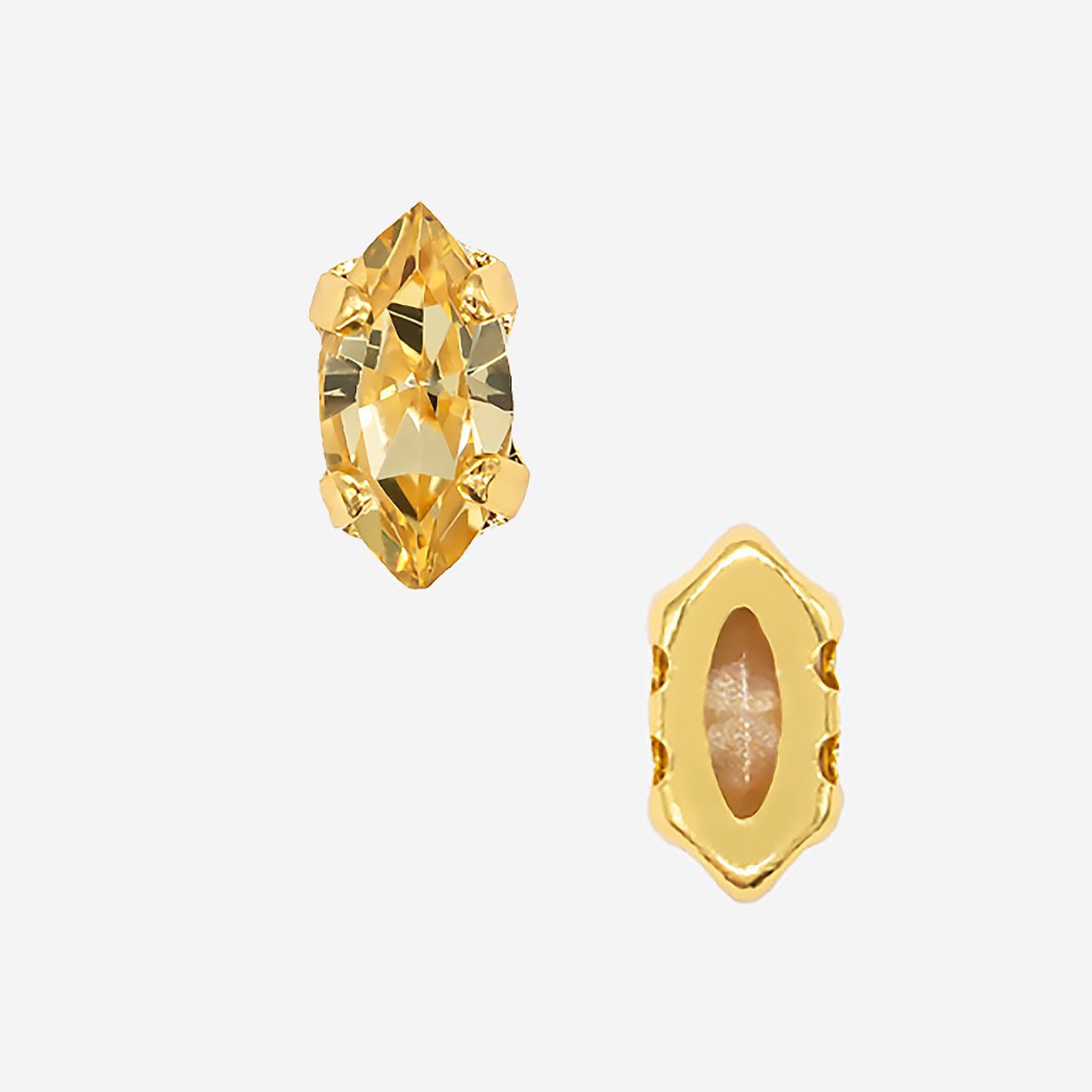 Кристалл Маркиз (Marquise Fancy Stone) в цапах, оттенок "Светлый Топаз"/"Light Topaz", 6*3мм, позолота