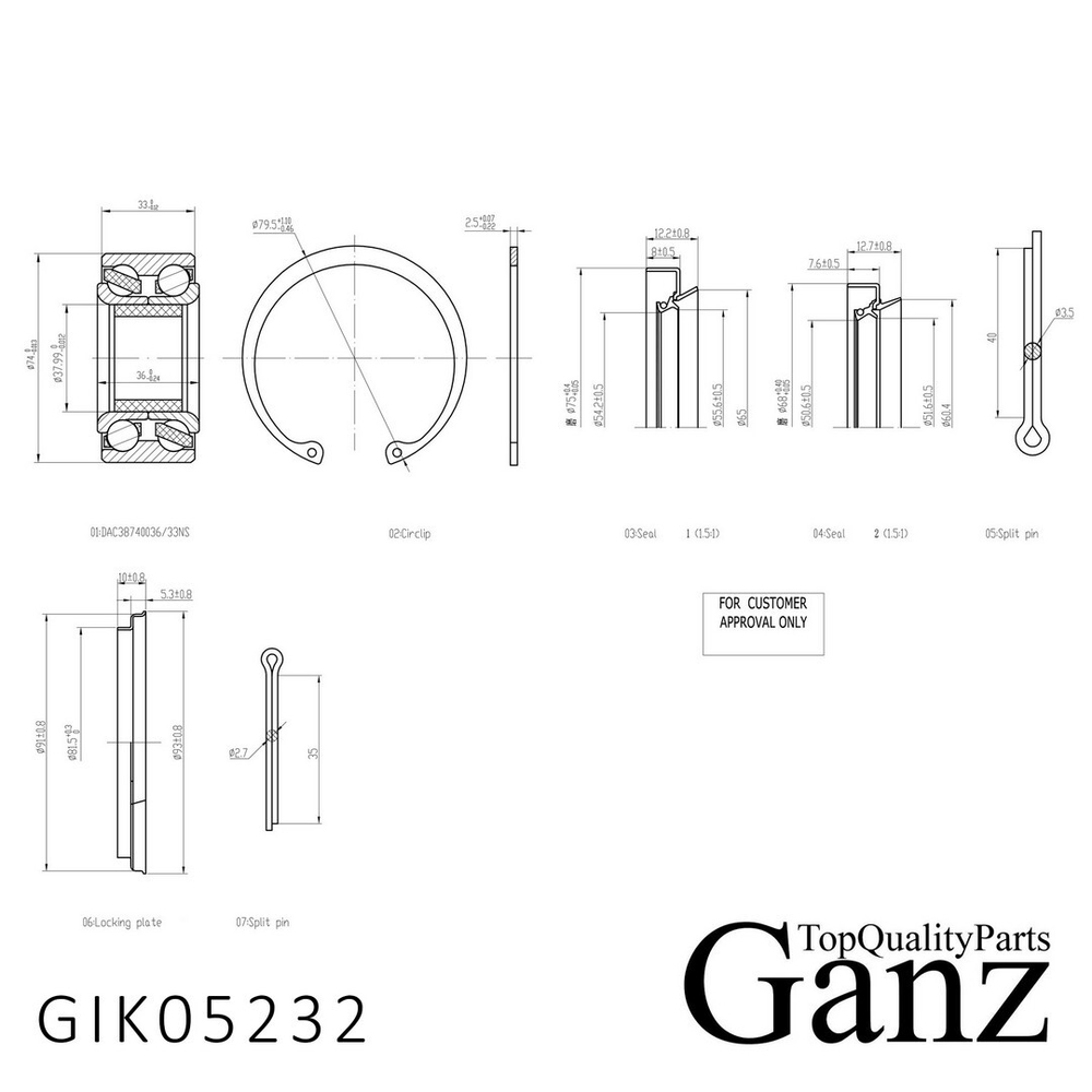 Подшипник ступицы передний TOYOTA RAV 4 GANZ GIK05232
