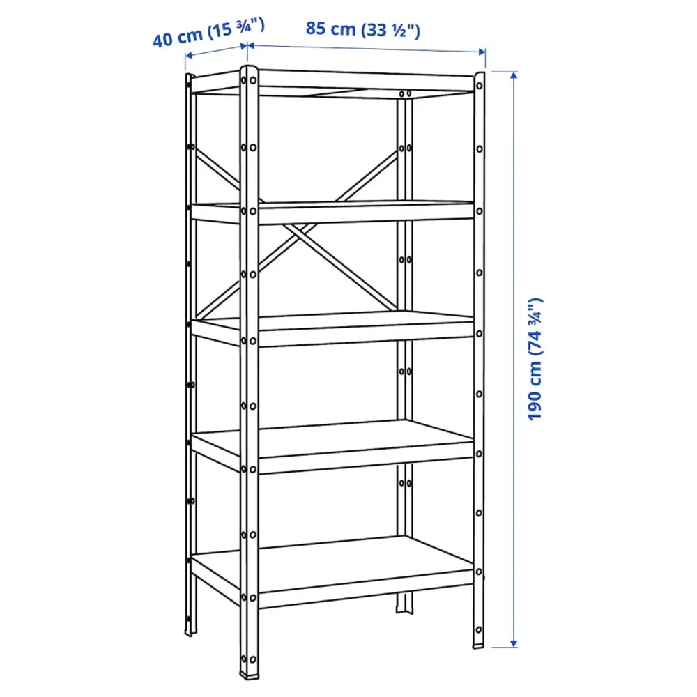 Стеллаж - IKEA BROR, 85х40х190 см, черный, БРУР ИКЕА