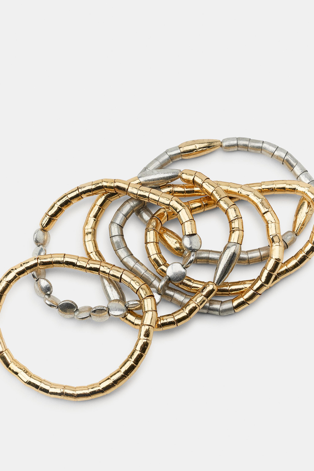 ZARA НАБОР КОМБИНИРОВАННЫХ ЭЛАСТИЧНЫХ БРАСЛЕТОВ, ЗОЛОТОЙ/СЕРЕБРЯНЫЙ