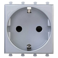 Розетка модульная, 2P+E, с з/ш, "Avanti", "Закаленная сталь", 2 модуля