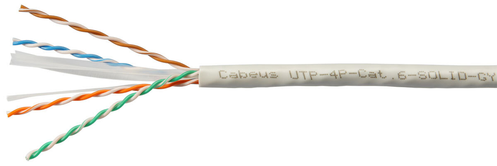 Кабель витая пара U/UTP 6 кат. 4 пары Cabeus UTP-4P-Cat.6-SOLID-GY