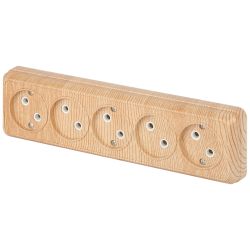 Розетка Intro Quadro 2-209-11 без заземления пятиместная 5х2P 16А-250В IP20 ОУ сосна