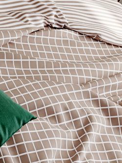 Постельное белье Сказка "Анна (клетка)/Анна (полоска)" евро Наволочка 50х70 см 2 шт Простынь на резинке 180х200 см Пододеяльник 200х215 см, поплин