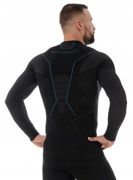 Термофутболка мужская с длинным рукавом Brubeck Thermo Nilit Heat New, чёрный/голубой