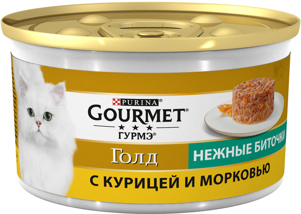Gourmet Голд, Нежные биточки с курицей и морковью, 85 гр.