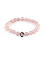 Браслет из натурального розового кварца с шармом Кошка - Защита и благополучие