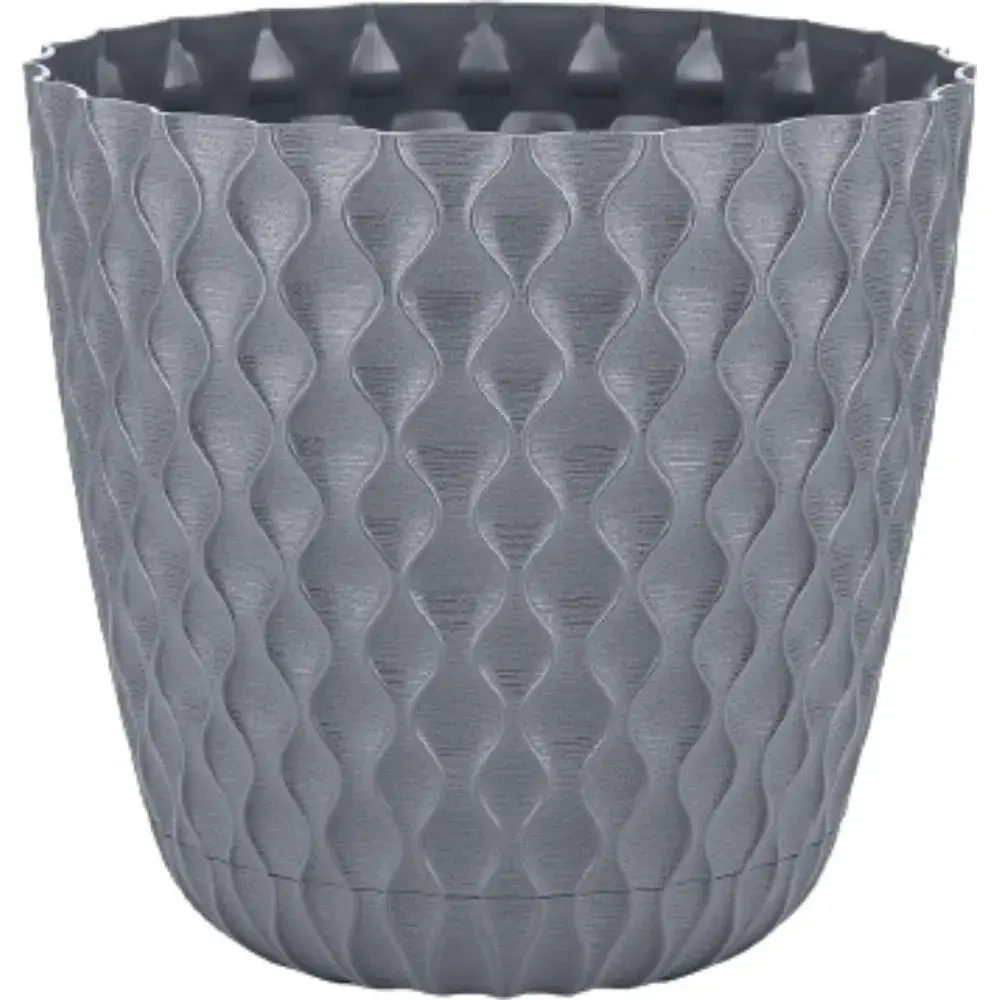 Горшок для цветов InGreen Wave с дренажной сеткой и съемным поддоном 4,7л,D205мм вулканиче