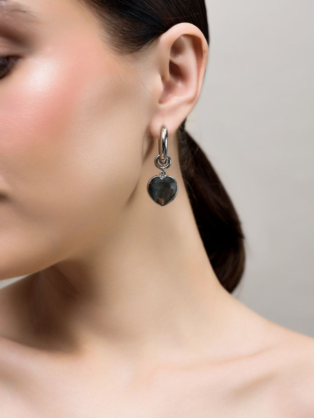 Серьги "Lovely" с лабрадором Silver