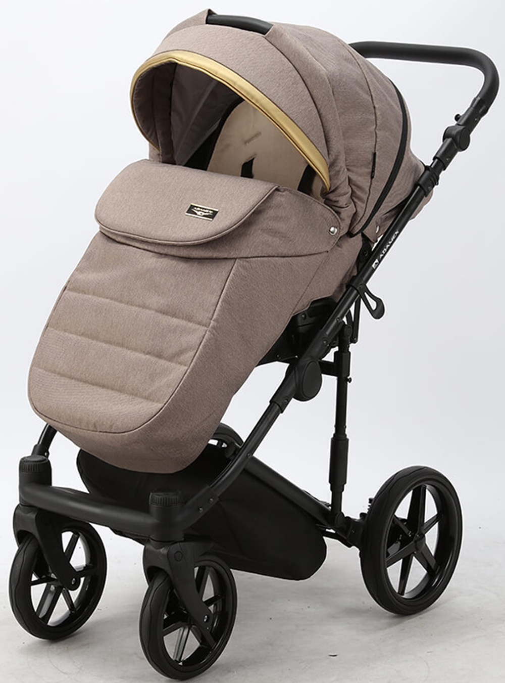 Детская коляска Adamex Rimini Deluxe 3 в 1 RI215 Т.БЕЖ.КОЖА+БЕЖ.ПЕРЛ.ОТДЕЛКА