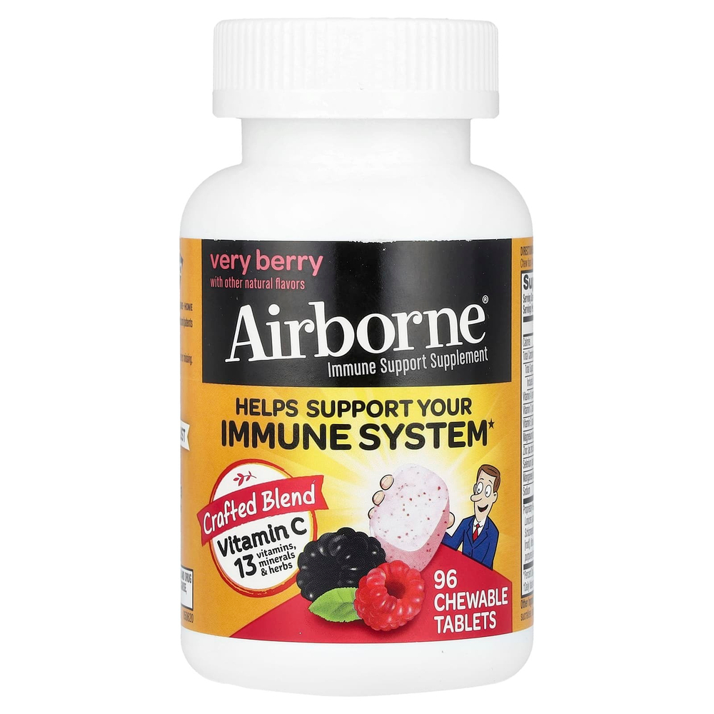 AirBorne, добавка для поддержки иммунитета, ягодный вкус, 96 жевательных таблеток