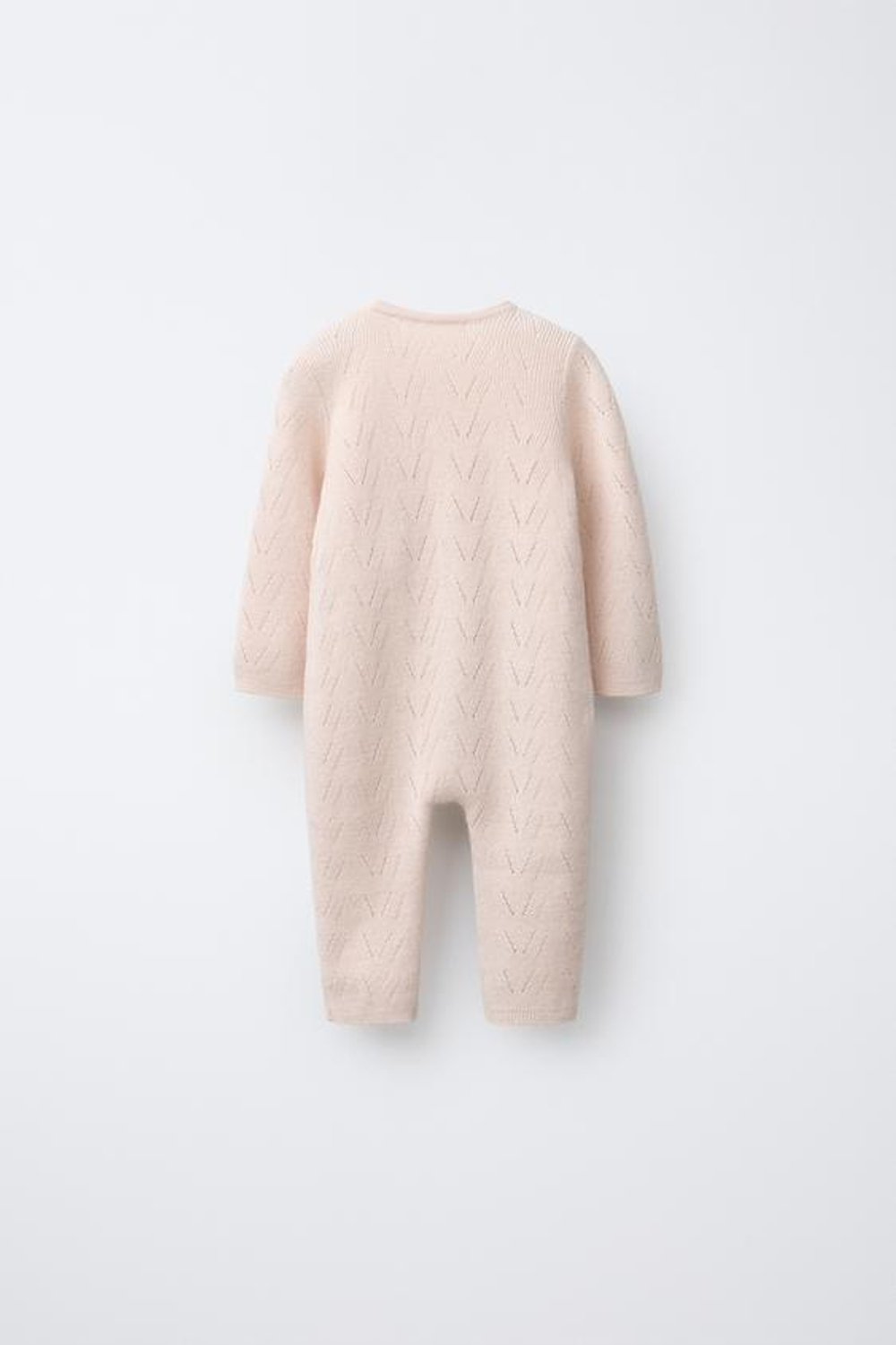 ZARA ТРИКОТАЖНЫЙ КОМБИНЕЗОН ИЗ ХЛОПКА И ШЕРСТИ, СВЕТЛО-БЕЖЕВЫЙ