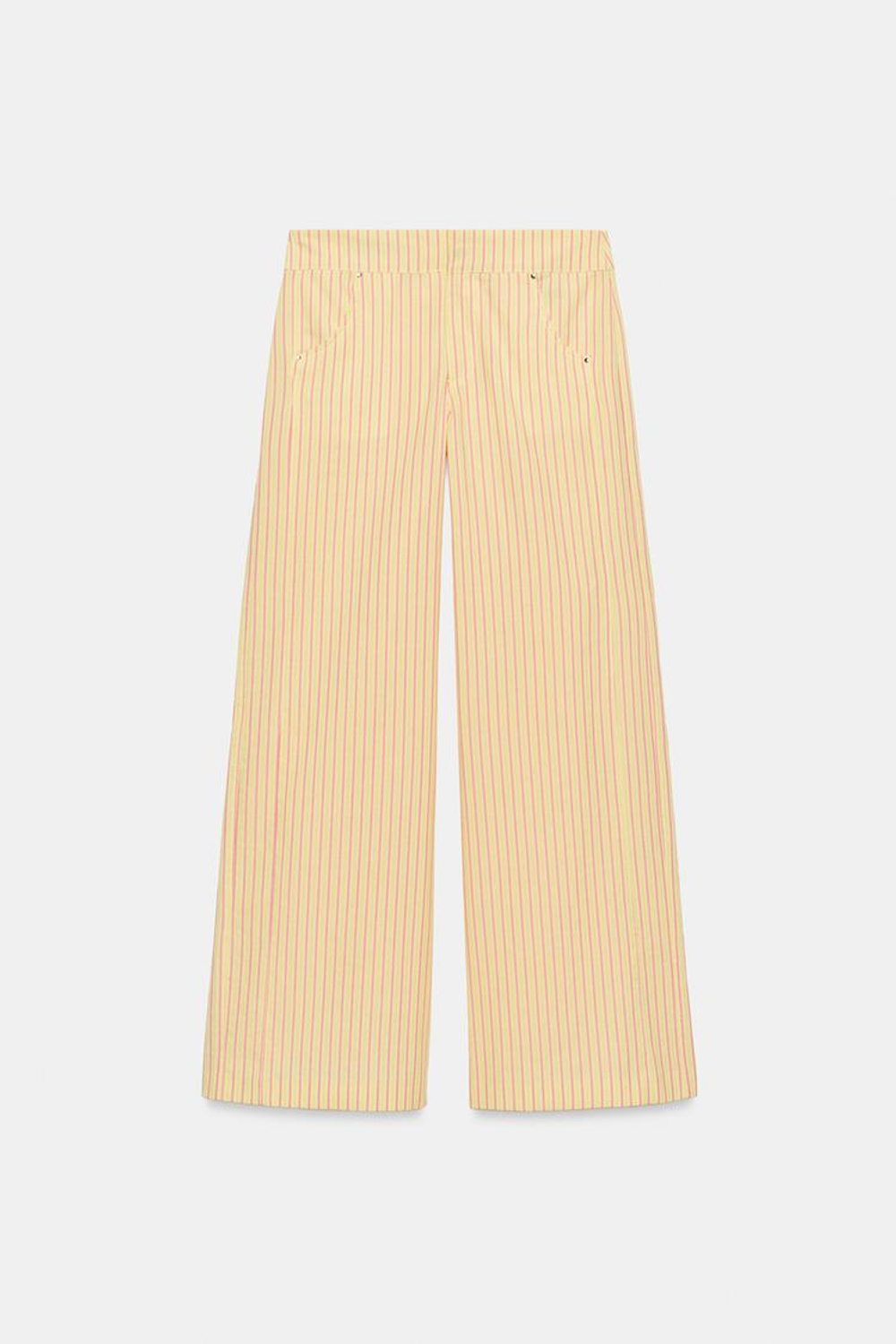 ZARA БРЮКИ ПРЯМОГО КРОЯ В ПОЛОСКУ, ЖЕЛТЫЙ
