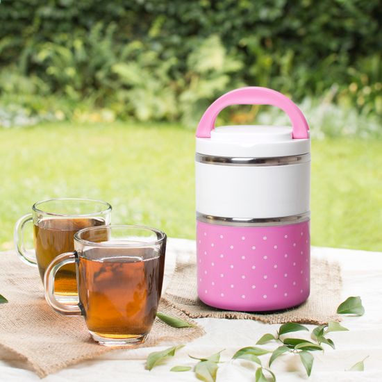 Ланч-бокс двойной круглый 1080 мл. Kamille КМ 2103