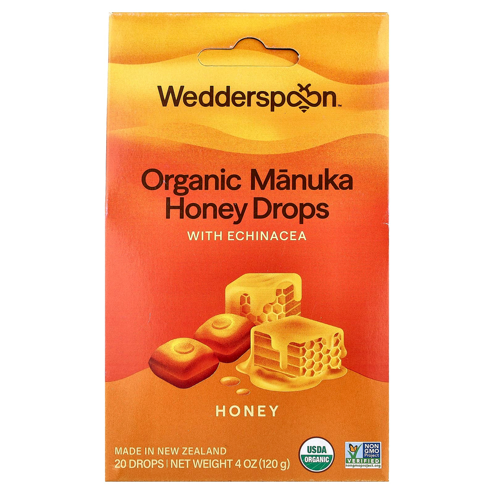 Wedderspoon, органические капли с медом манука, с эхинацеей, 20 капель, 120 г (4 унции)