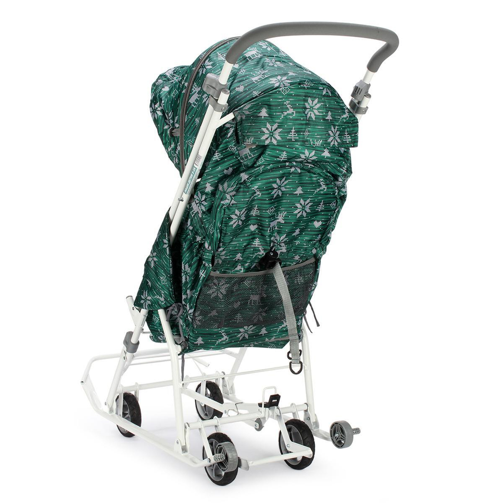 Санки-коляска "Наши Детки 3-1К" скандинавский зеленый