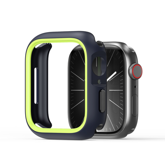 Чехол-бампер для часов Apple Watch 44мм для моделей 4, 5, 6 и SE, черный с зелеными вставками (Midnight/Green) от Dux Ducis, серия Bamo Series Case