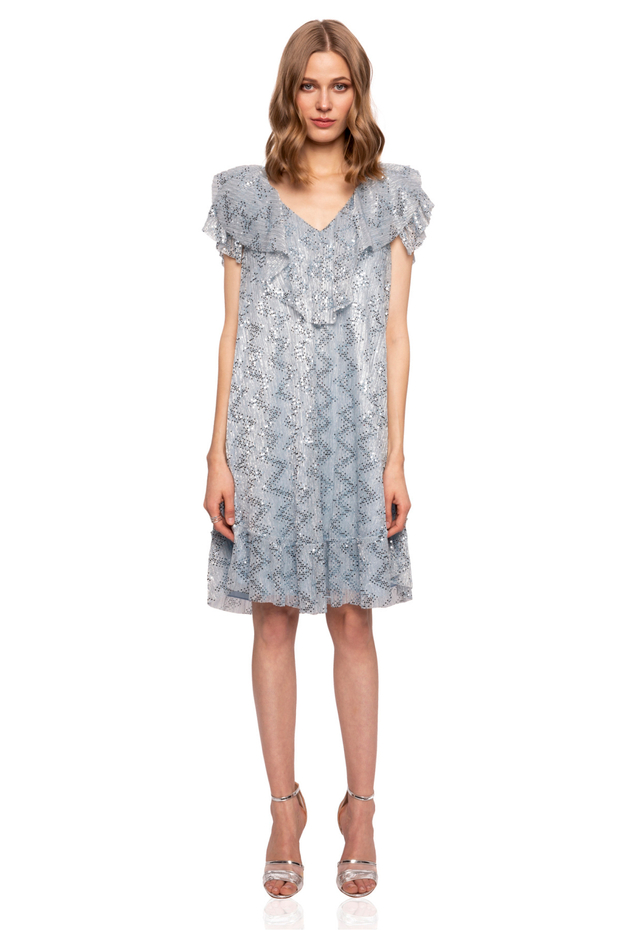 Блестящее платье Nissa с пайетками и оборками