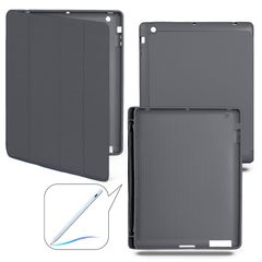 Чехол книжка-подставка Smart Case Pensil со слотом для стилуса для iPad 2, 3, 4 (Темно-серый / Dark Grey)