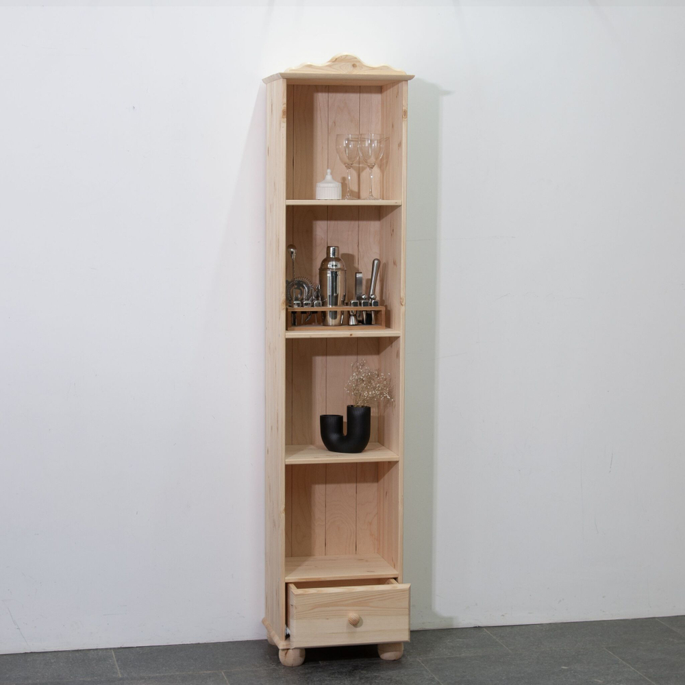 Стеллаж 3 полки Бритта из сосны, с ящиком, 40х32х182