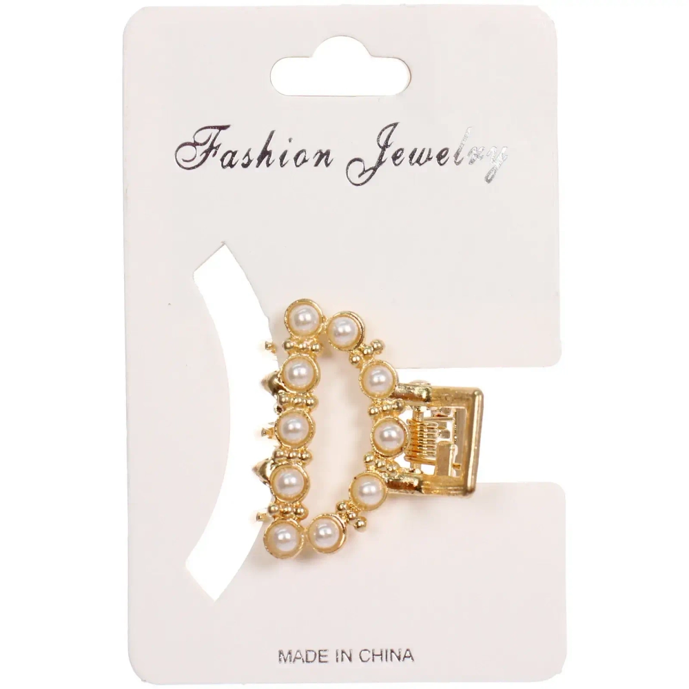 Заколка - краб для волос на блистере 1шт «PREMIUM», тоскана, цвет серебро и золото, 2.5*2.6см