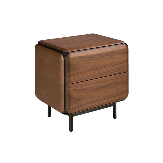 Прикроватная тумба 7237 из ореха, венге и черной стали
