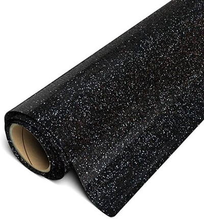 Пленка рулон малый HTV-flex premium PU GLITTER (Черный), 30,5см*3м