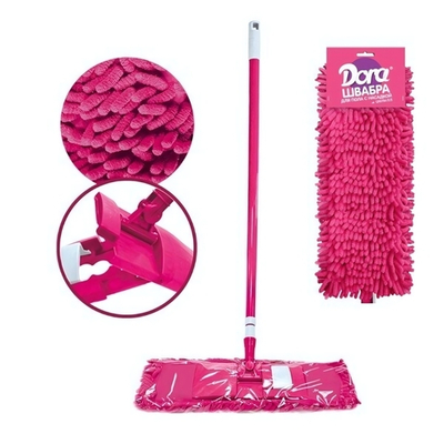 Швабра с телескопической ручкой для пола Dora с насадкой из микрофибры (шенилл) 130см