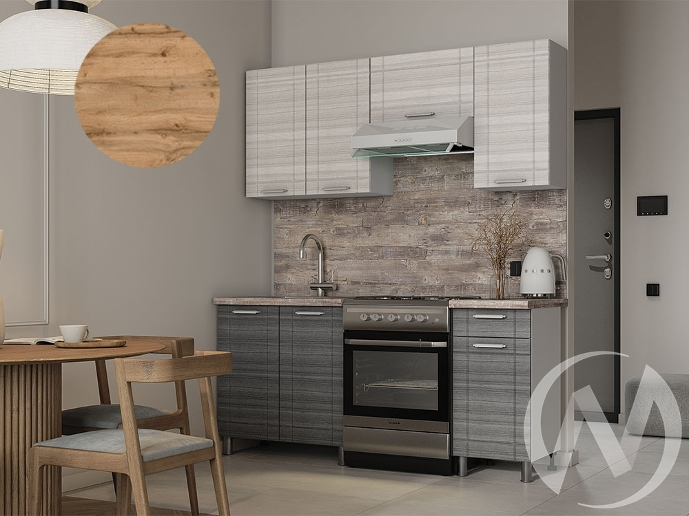 Кухня Салли 1.8м с окапом (корпус белый/сандал белый; сандал серый)