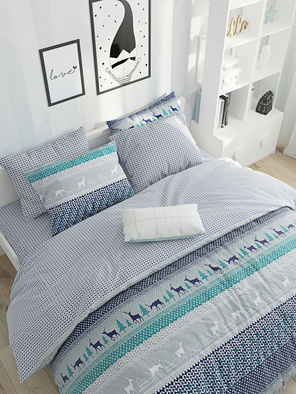 ткань Олени на синем