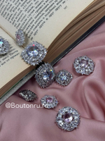 Пуговицы с горным хрусталем в форме мягкий квадрат