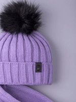 Шапка детская зимняя вязаная с помпоном и снуд