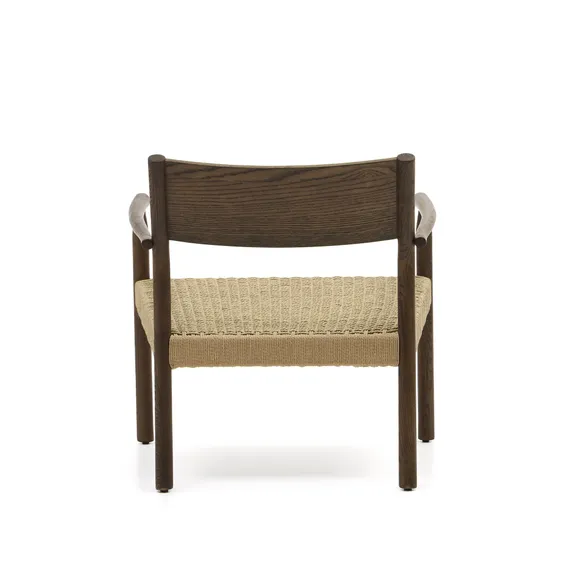 Кресло Yalia из массива дуба с отделкой из ореха и сиденьем из 100% веревки