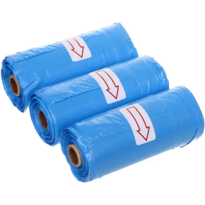 Пакеты с ручками биоразлагаемые для уборки за собакой в наборе 3шт, цвет голубой (3*15шт)/12,5*32,5*3,5см