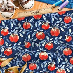 Ткань премиум мембрана яркие фрукты на синем