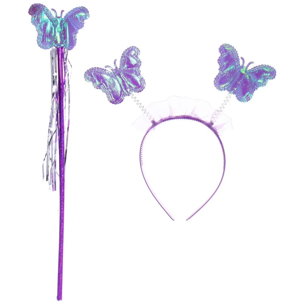 Карнавальный костюм «Волшебная сказка» (юбка, крылья, волшебная палочка, ободок), Сиреневый