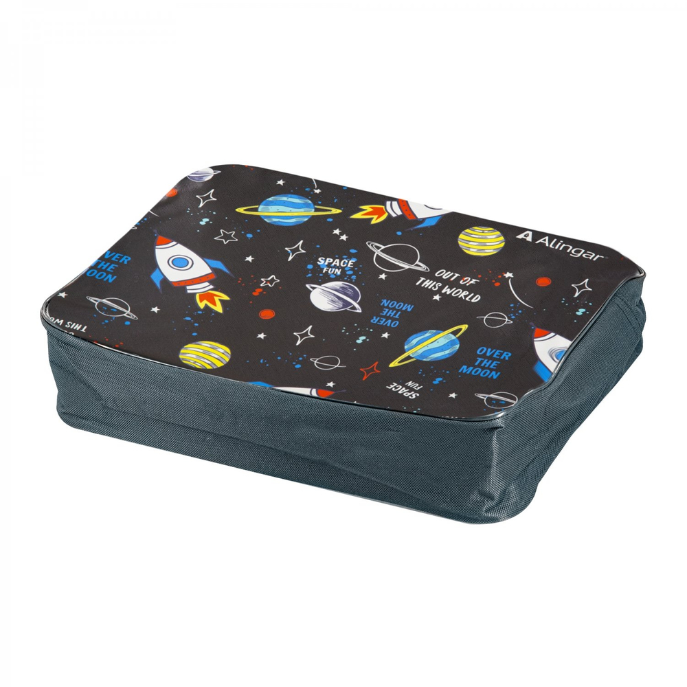 Папка с ручками 1 отделение, А4 260х340х80 мм, Alingar, ПВХ, ручки тесьма, дизайн с одной стороны, молния сверху, внутр. карман, "Среди планет"