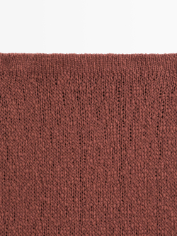 Massimo Dutti Хлопковая вязаная юбка миди, черепичный