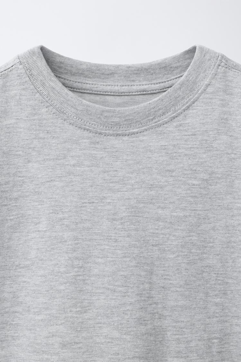 ZARA БАЗОВАЯ ОДНОТОННАЯ ФУТБОЛКА, СЕРЫЙ МЕЛАНЖ