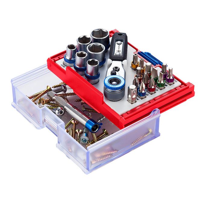 МАСТАК (058-10020C) Набор вставок (бит) 1/4", TORX, HEX, Pozidriv, Phillips, Slotted, 20 предметов