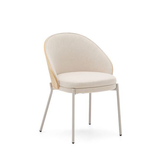 Стул Eamy бежевая синель ясеневый шпон и бежевый металл Испания La Forma