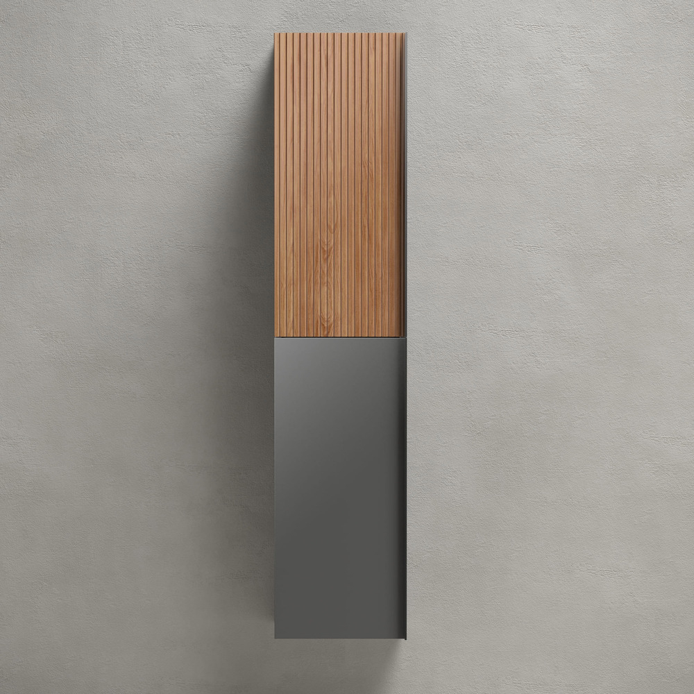 Шкаф-пенал Sancos Delta подвесной, Дуб красный/графит 350х300х1600