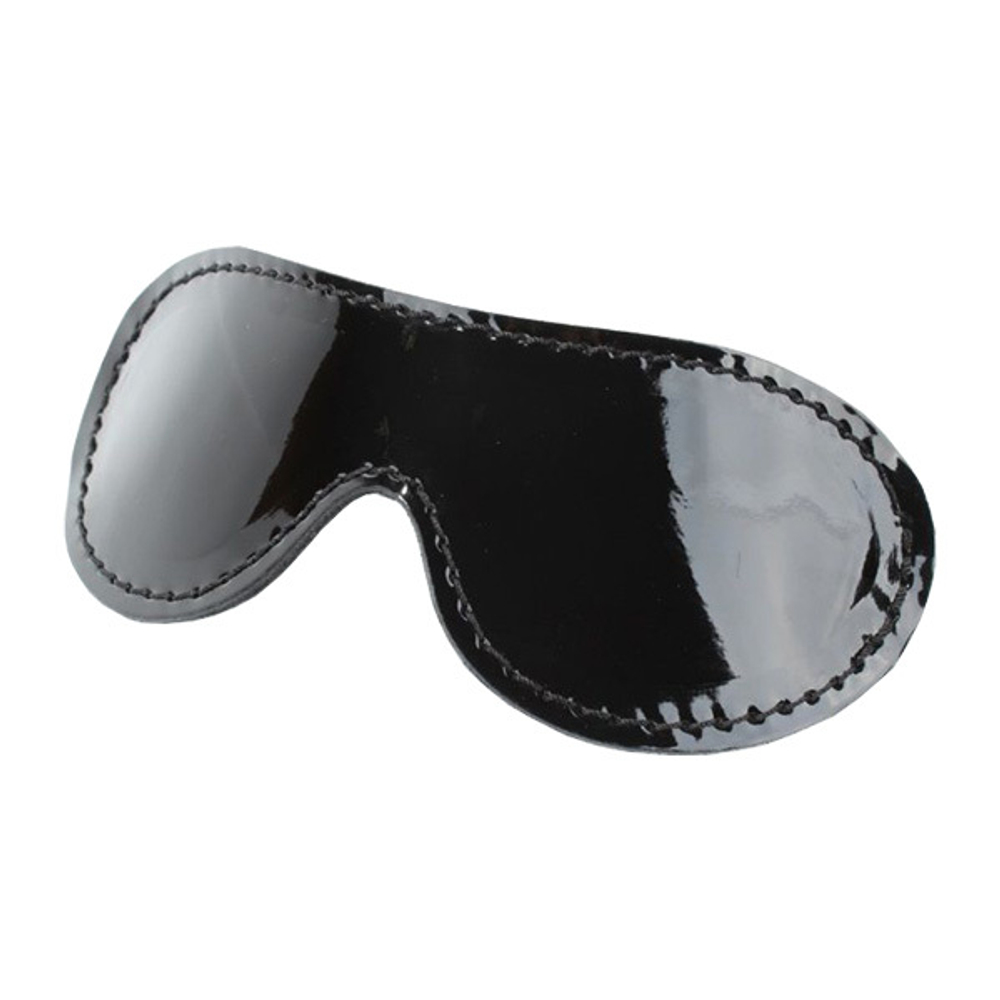 Черная маска на глаза из натуральной лакированной кожи БДСМ Арсенал BDSM Light 750004