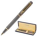 Ручка подарочная шариковая GALANT "Dark Chrome", корпус матовый хром, золотистые детали, пишущий узел 0,7 мм, синяя, 140397