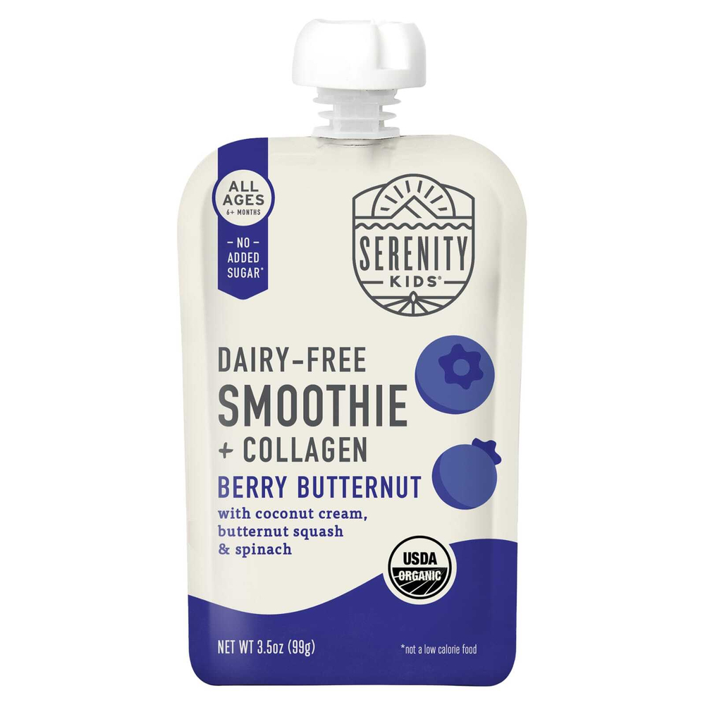 Serenity Kids, безмолочный смузи с коллагеном, со вкусом ягод и орехов, для детей от 6 месяцев, 99 г (3,5 унции)